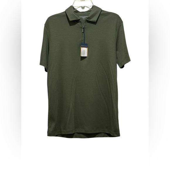 NWT. Charles Tyrwhitt, olive green, zip-neck jersey polo, size small. - Picture 1 of 7